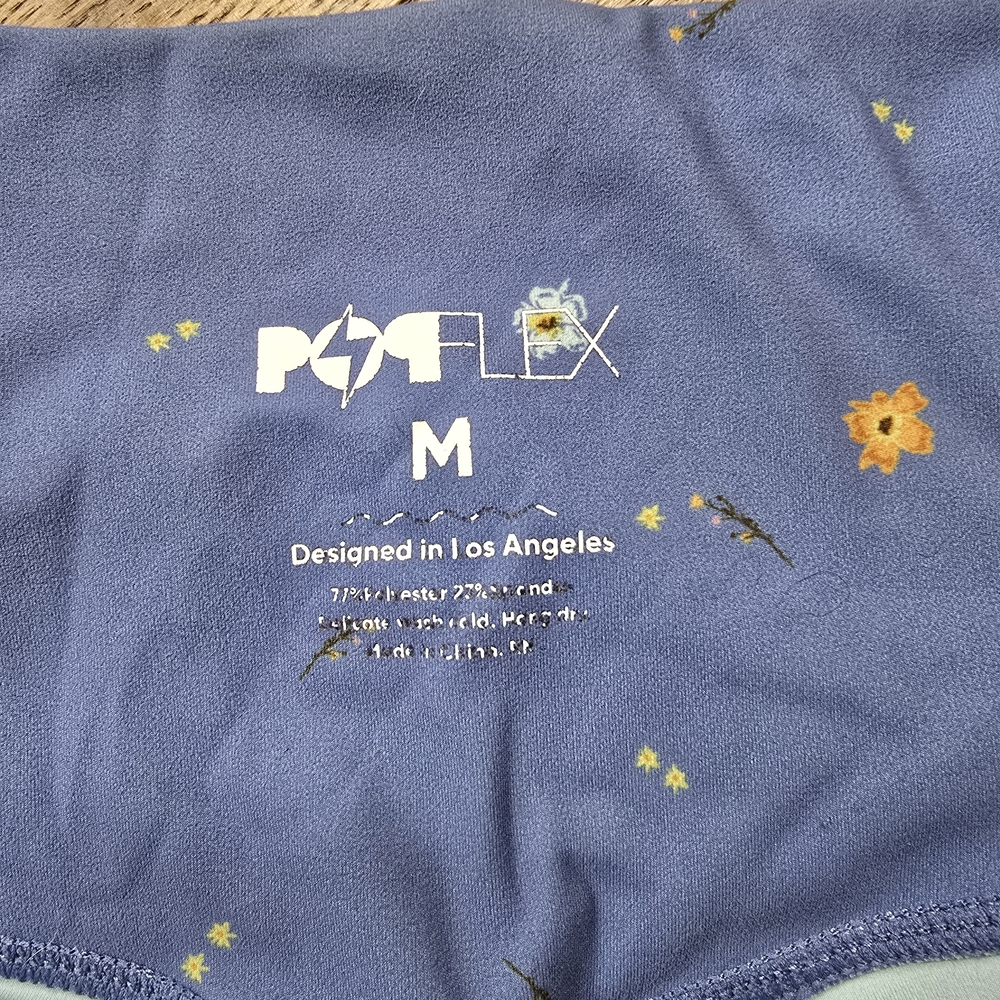 POPFLEX Kids Leggings in Blue with Floral Accents - Picture 3 of 3